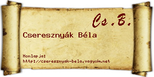 Cseresznyák Béla névjegykártya